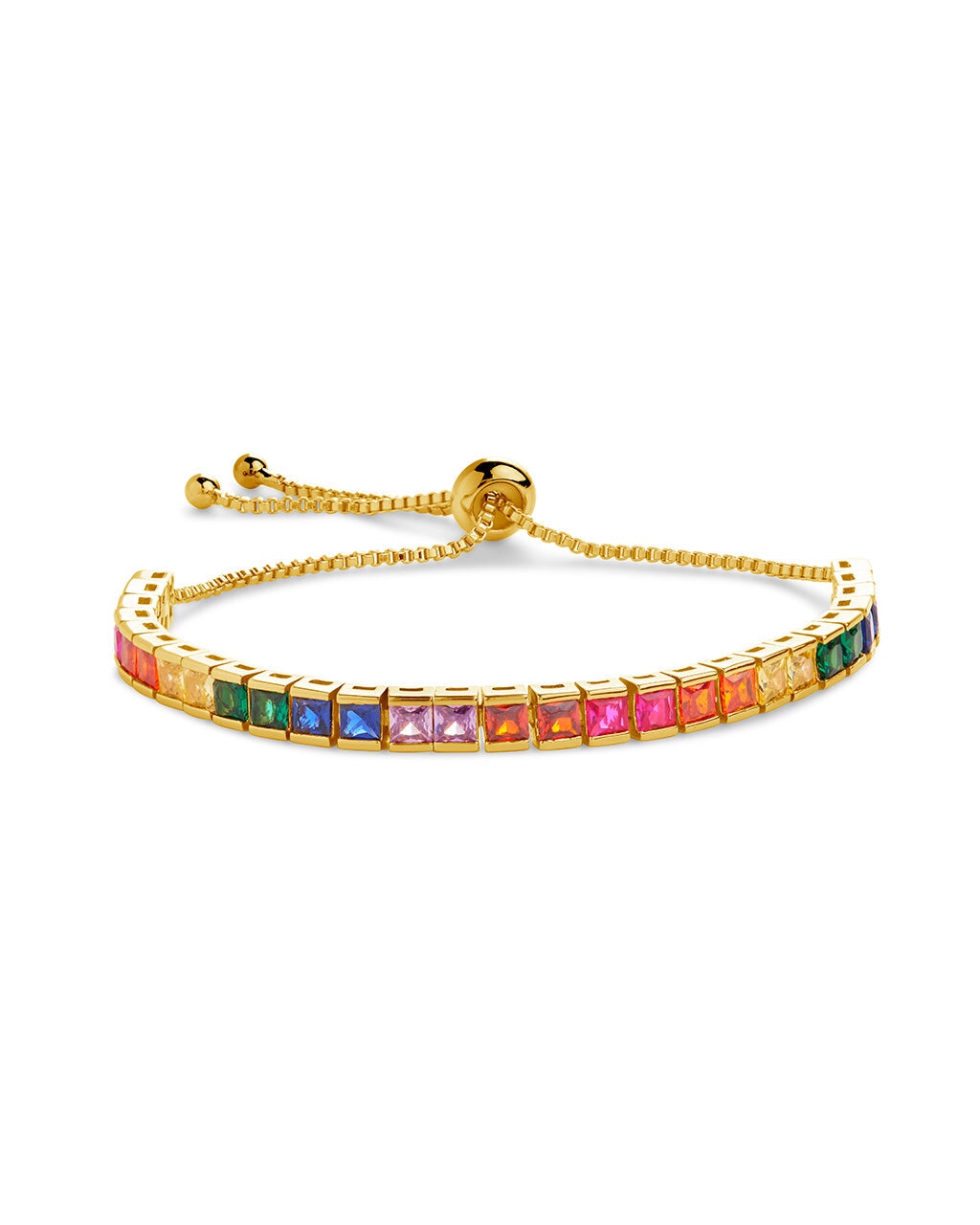 Rainbow Heart Cz Bracelet, Chain Link Bracelet, Carabiner Bracelet