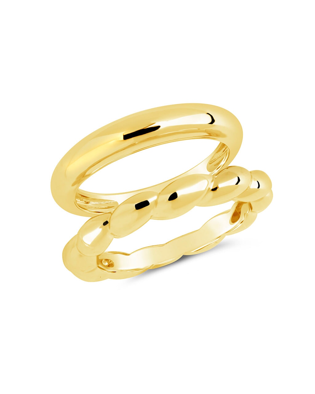 Kehlani Polish & Twist Band Ring Set of 2 Gold / 7