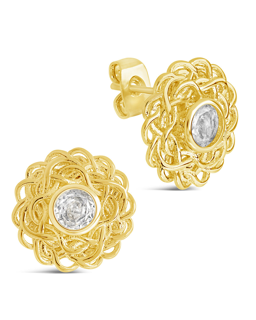 Dazzle Flower Stud Earring- 14K Gold