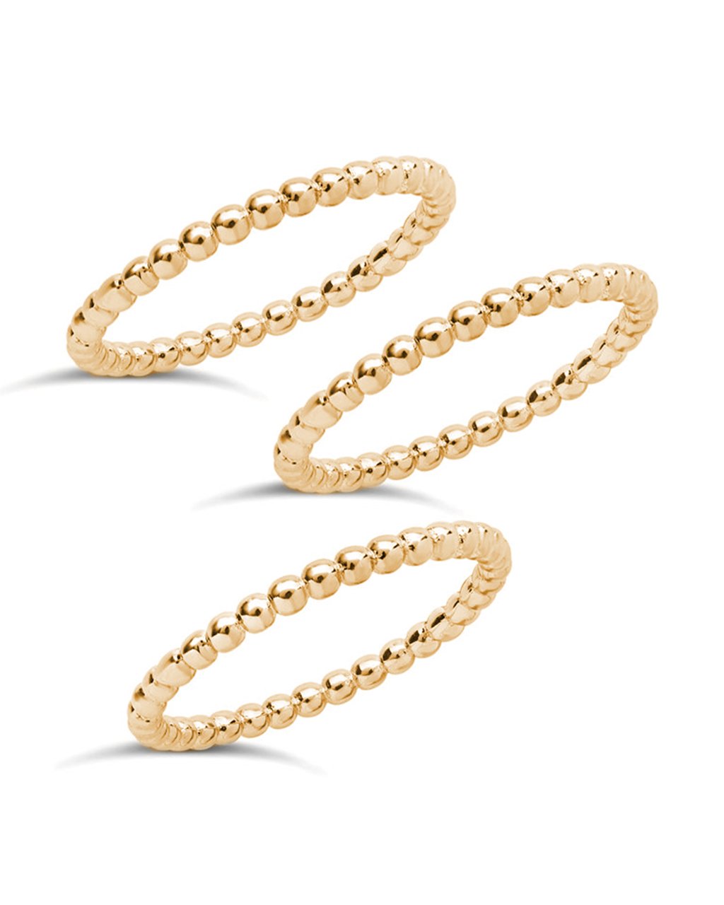 14K Gold Plated Sterling Silver Beaded Ring Set of 3 – Sterling Forever