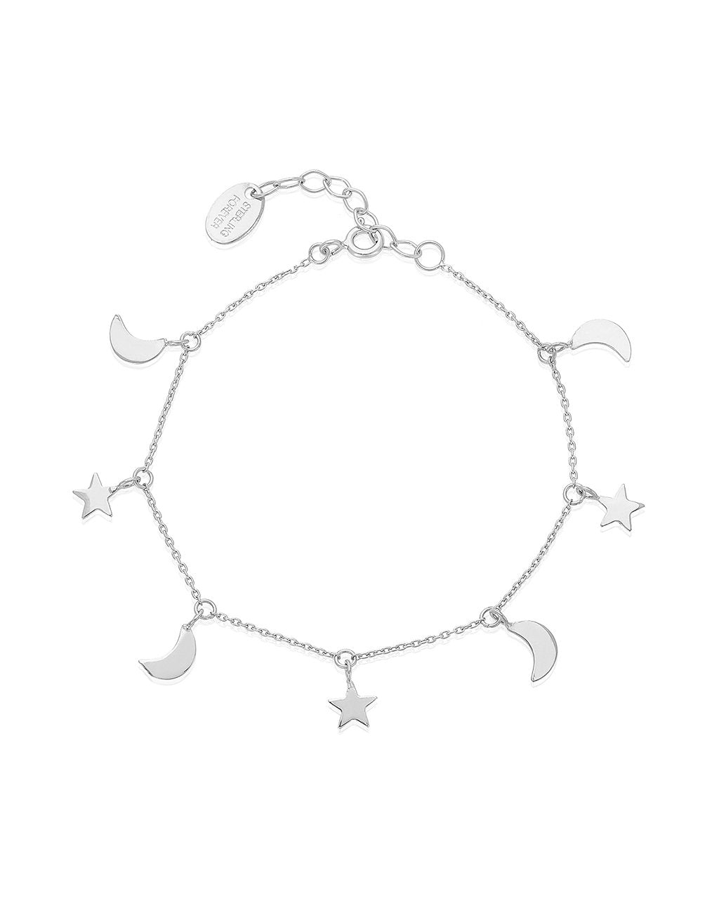 Sterling Silver Moon & Star Dainty Bracelet