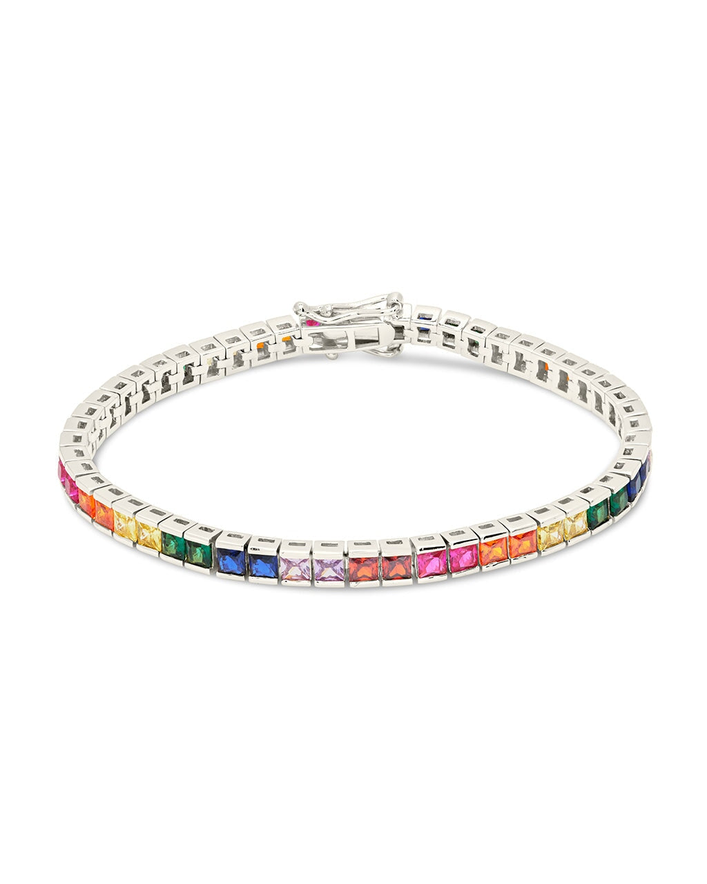 Classic Sterling Silver Rainbow CZ Channel-Setting 4mm Bolo
