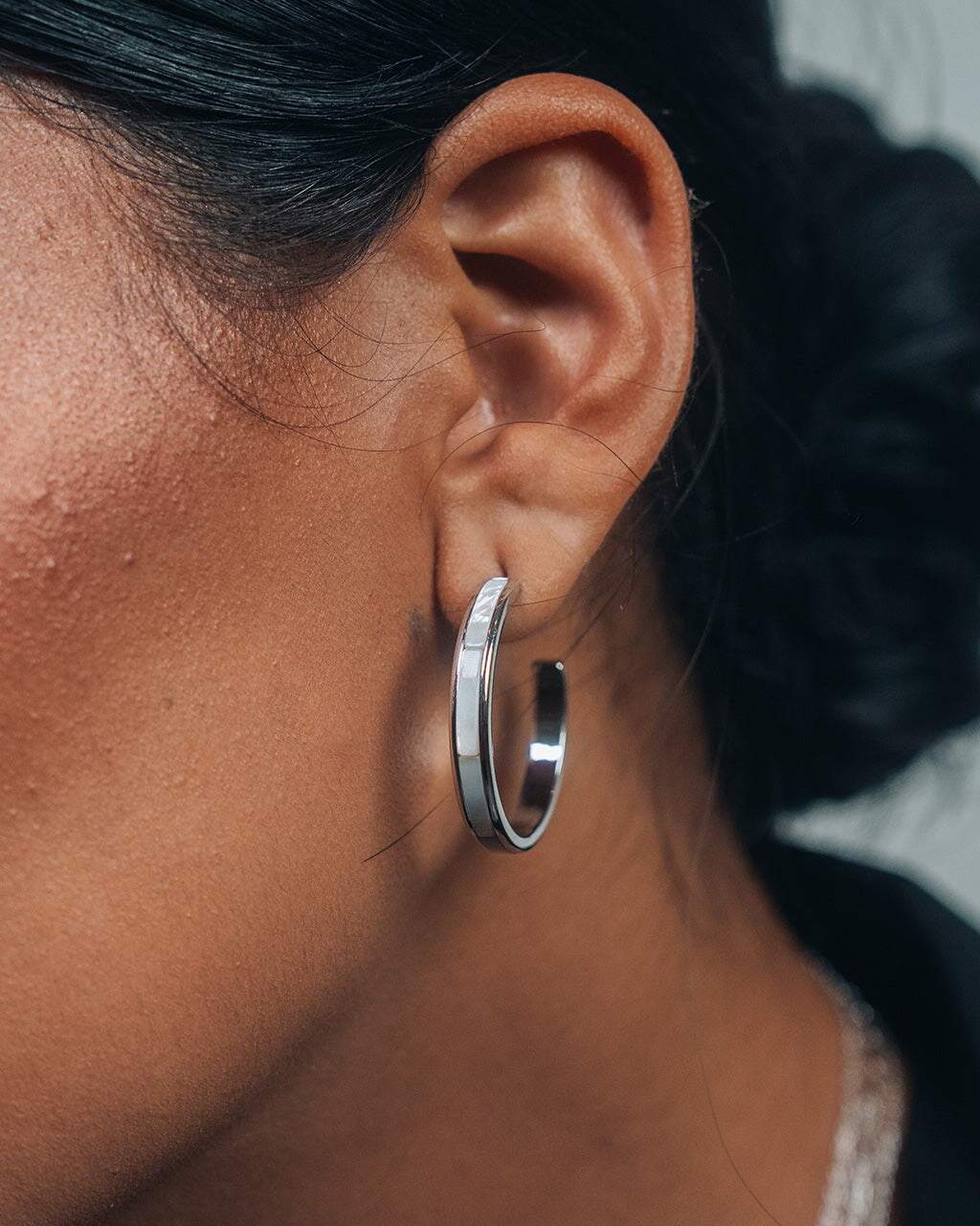 Mishel Mother of Pearl Hoop Earrings