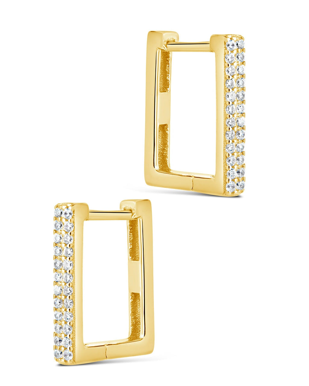 Sterling Silver CZ Rectangular Hoops