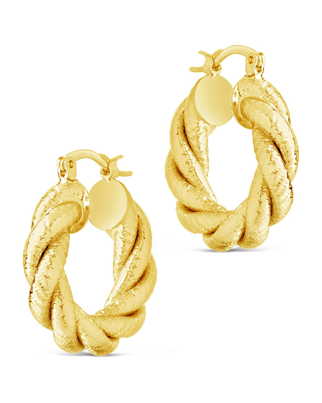 14k yellow gold braid top hoop earrings