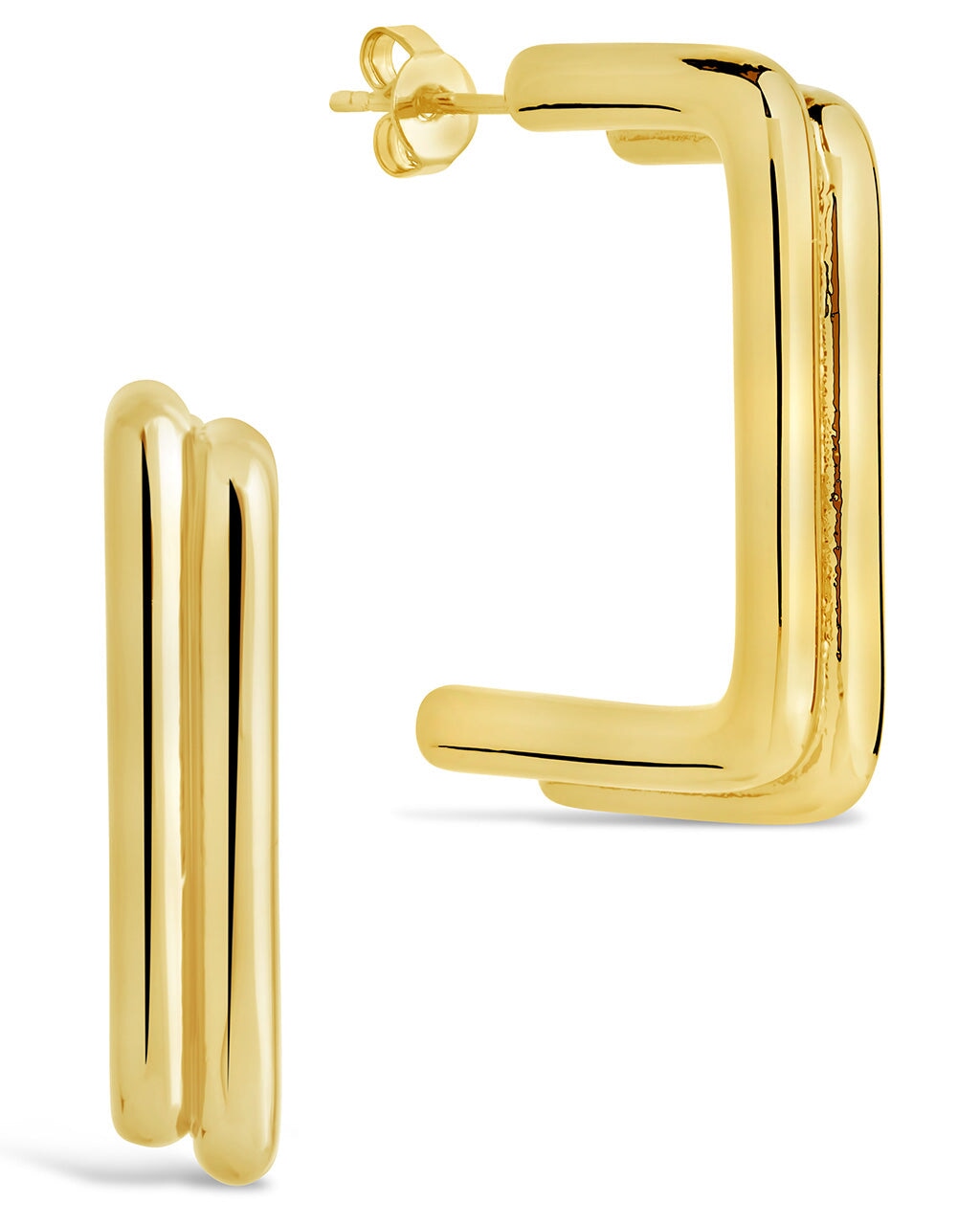 Baguette Hoop Earrings Earring Sterling Forever Gold 