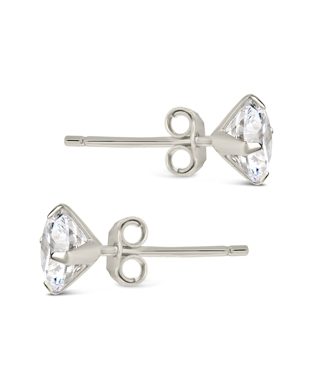 Sterling Silver Cubic Zirconia Round Stud Earrings - 6MM