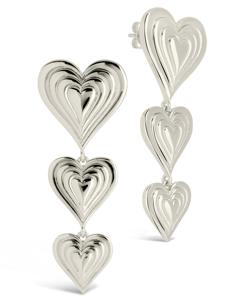 Beating Heart Drop Studs Earring Sterling Forever Silver 