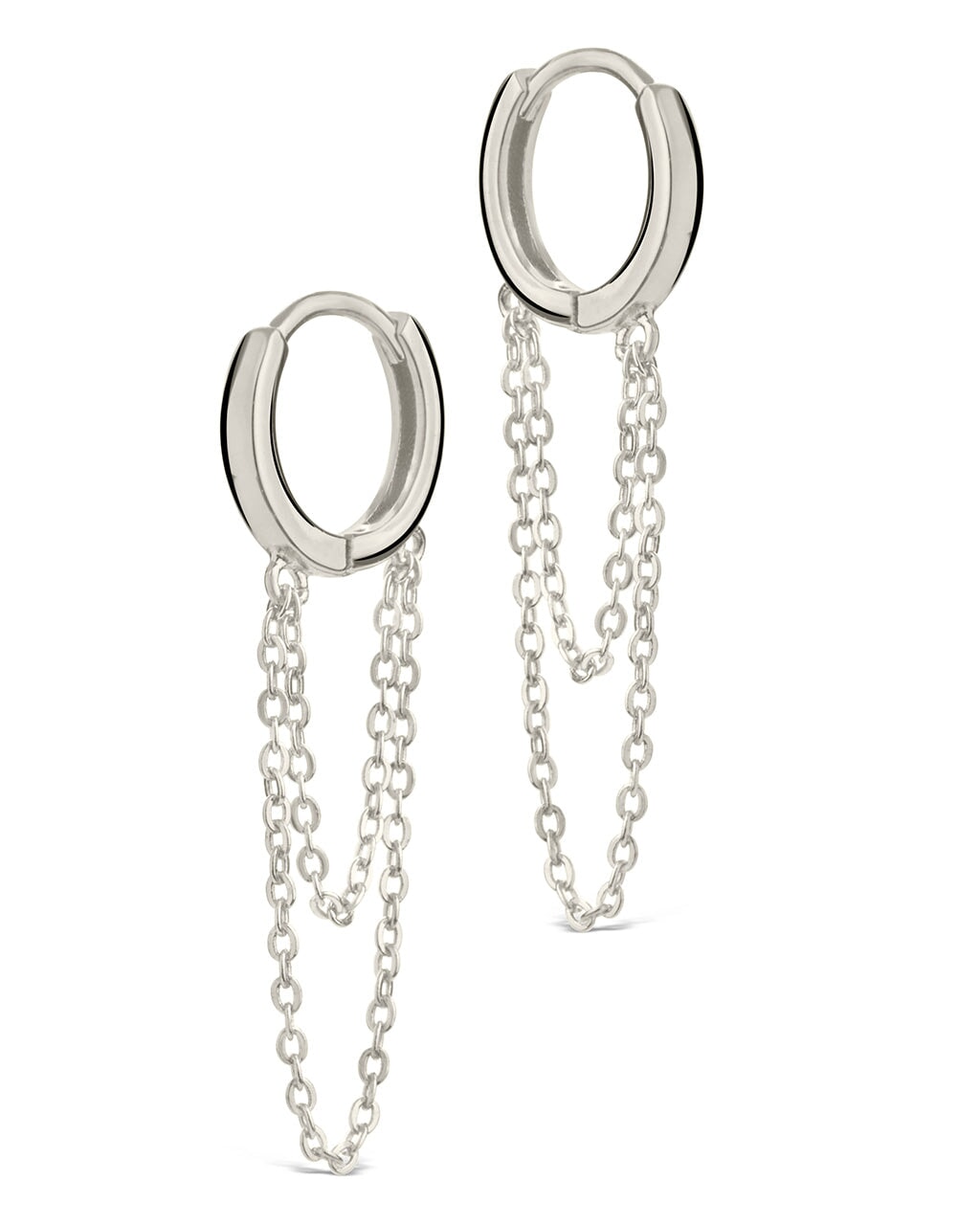 LÚDERE Sterling Silver Hoop and Chain Drop Earrings