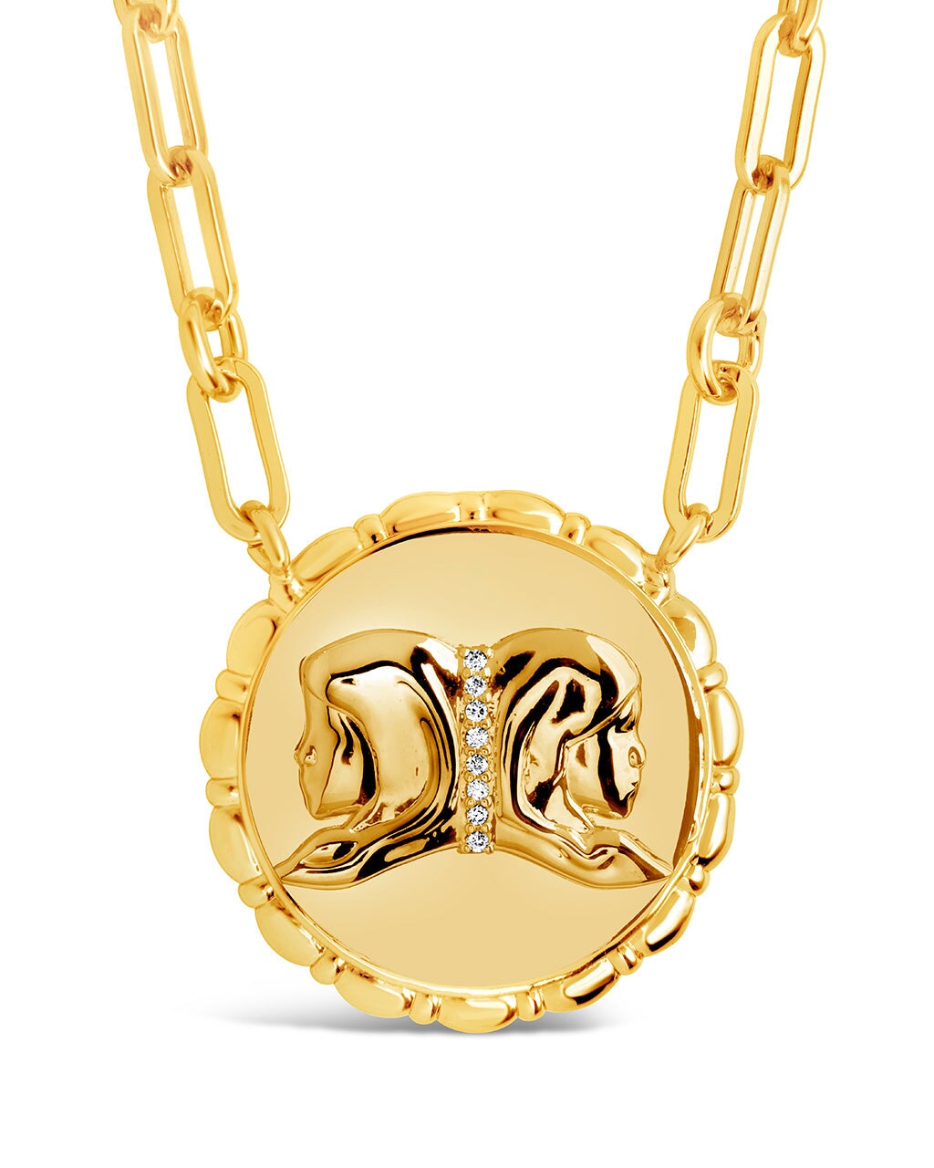 Lab-Created Emerald Zodiac Gemini Necklace 10K Yellow Gold 18