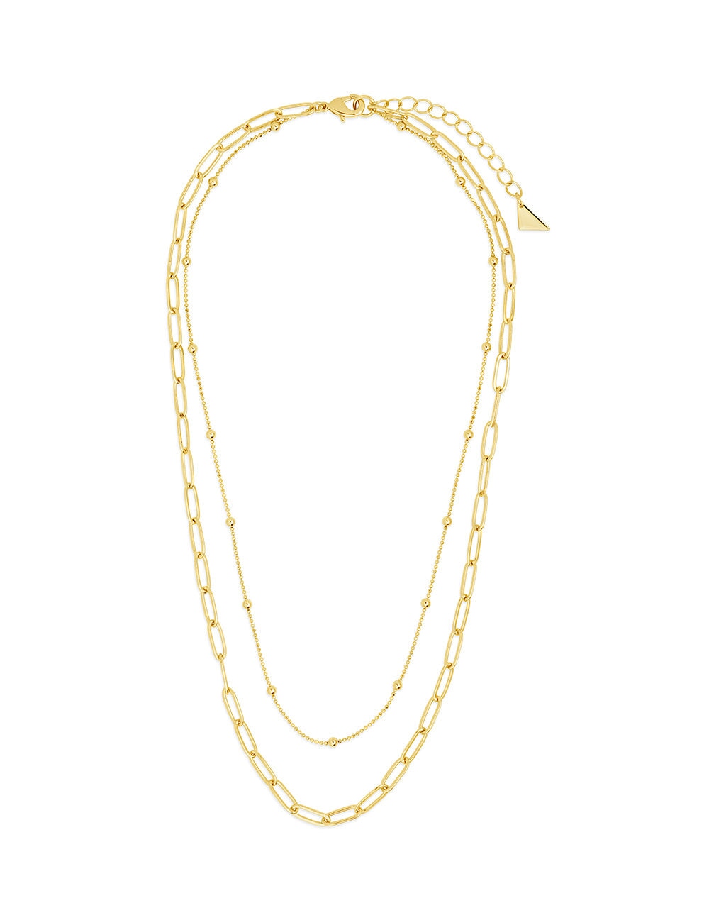 Sterling Forever Layered Beaded Chain Necklace - Gold