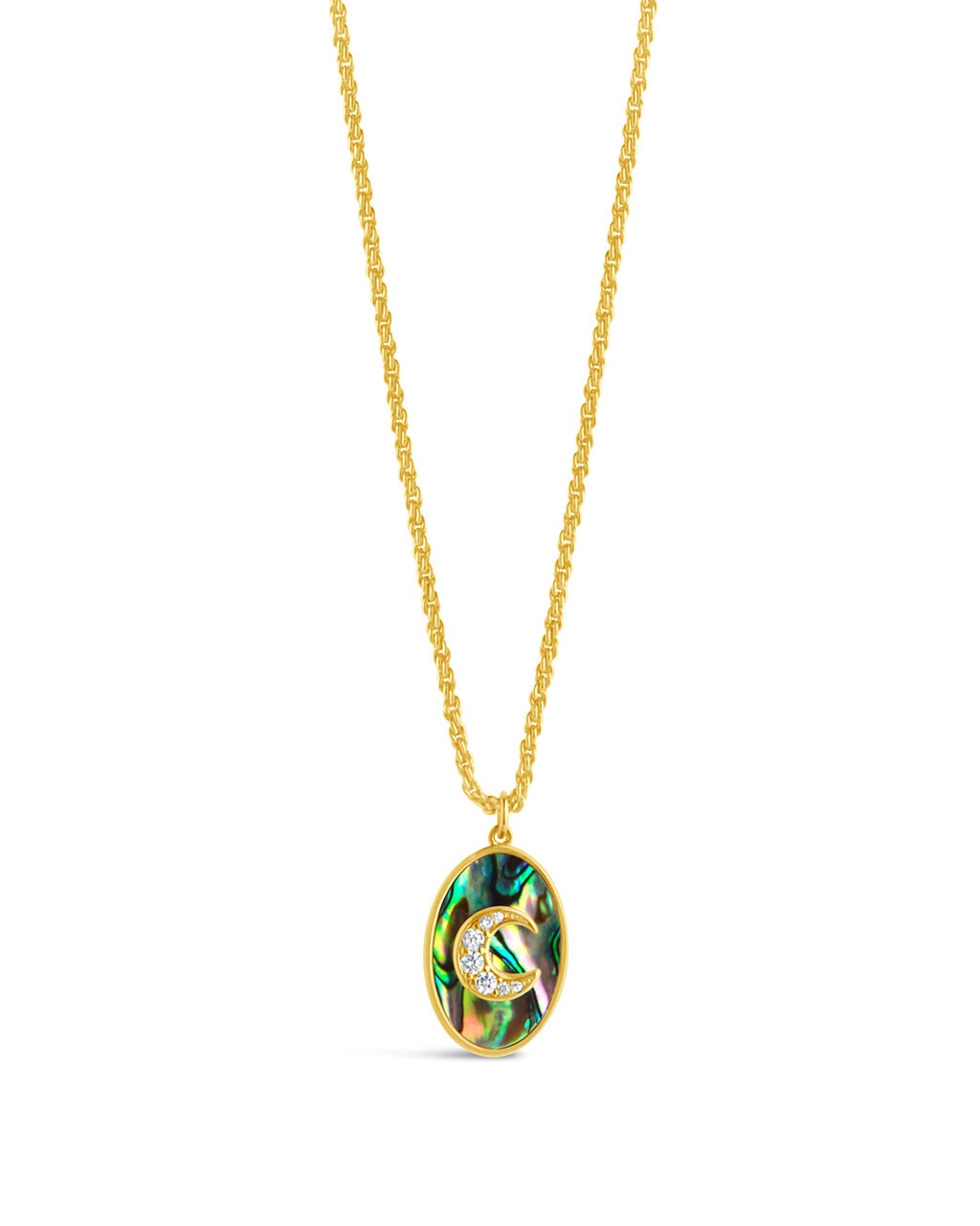 Abalone sale Gold Pendant Necklace Set in Sterling