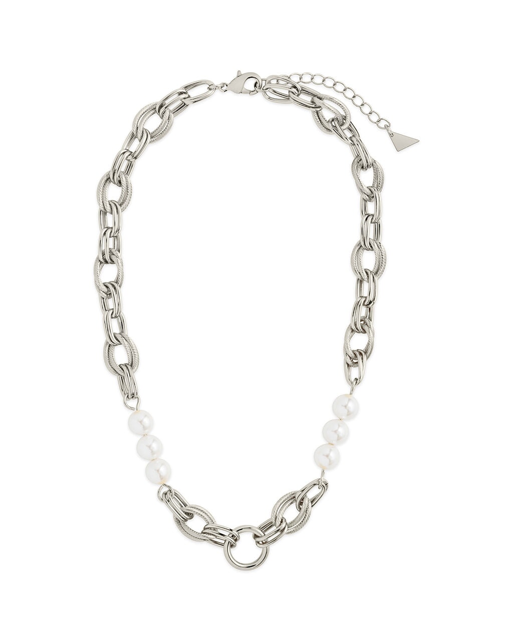 Sterling Forever Pearl Chain Necklace Silver