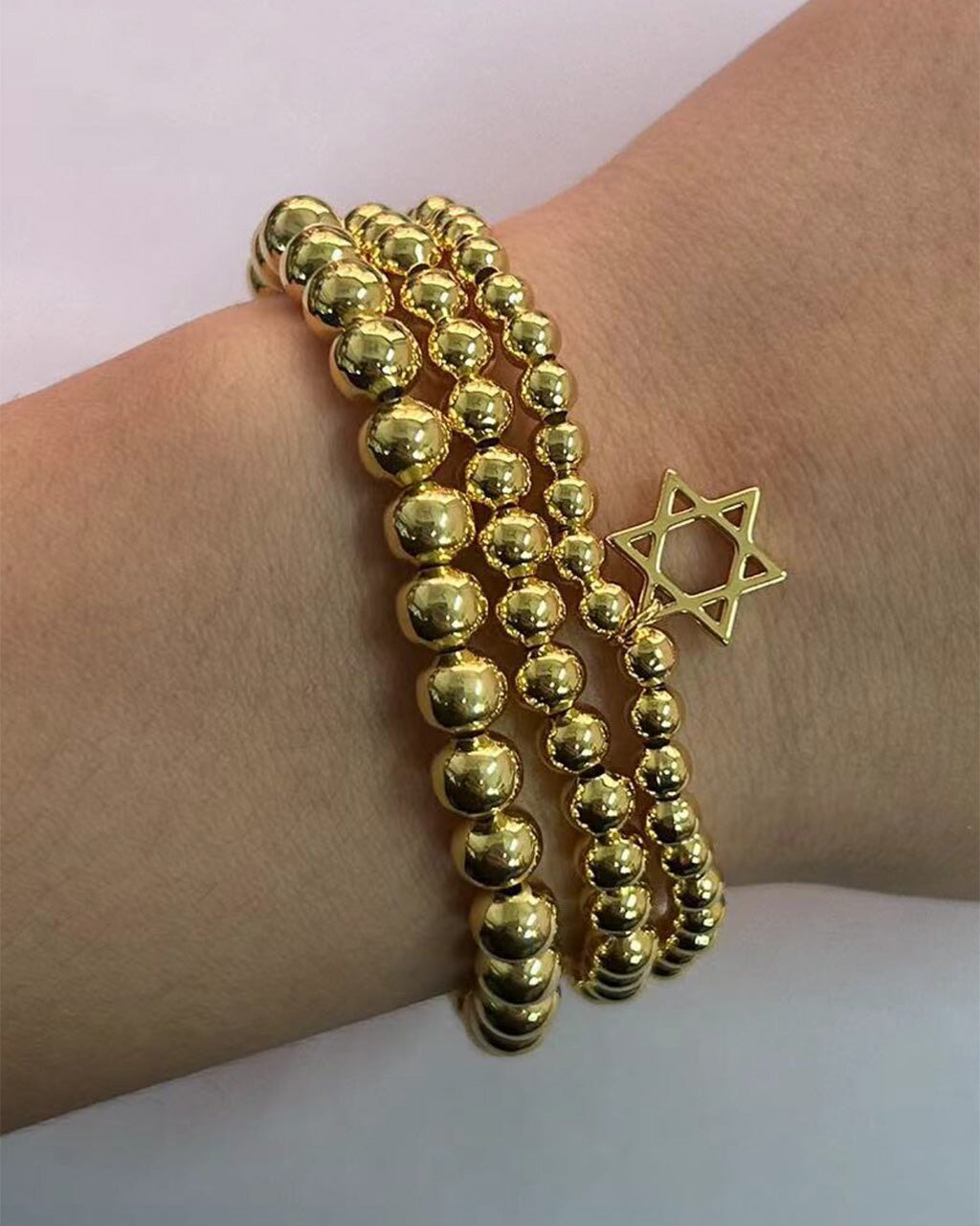 Star of David Beaded Bracelet Set Bracelet Sterling Forever Gold 