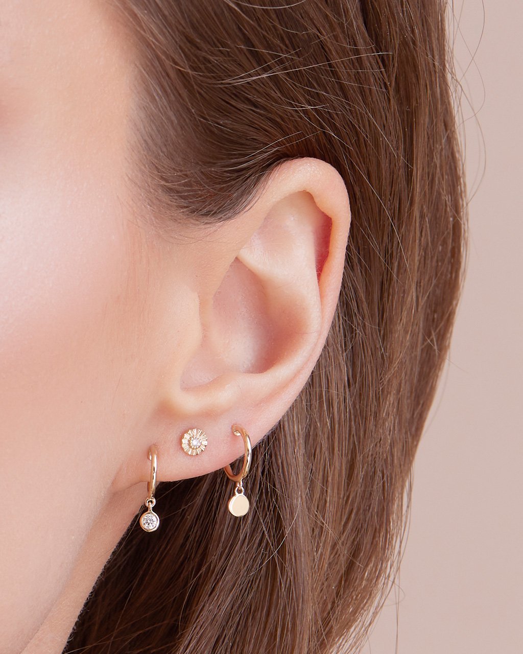 Charm hoop earrings on sale gold