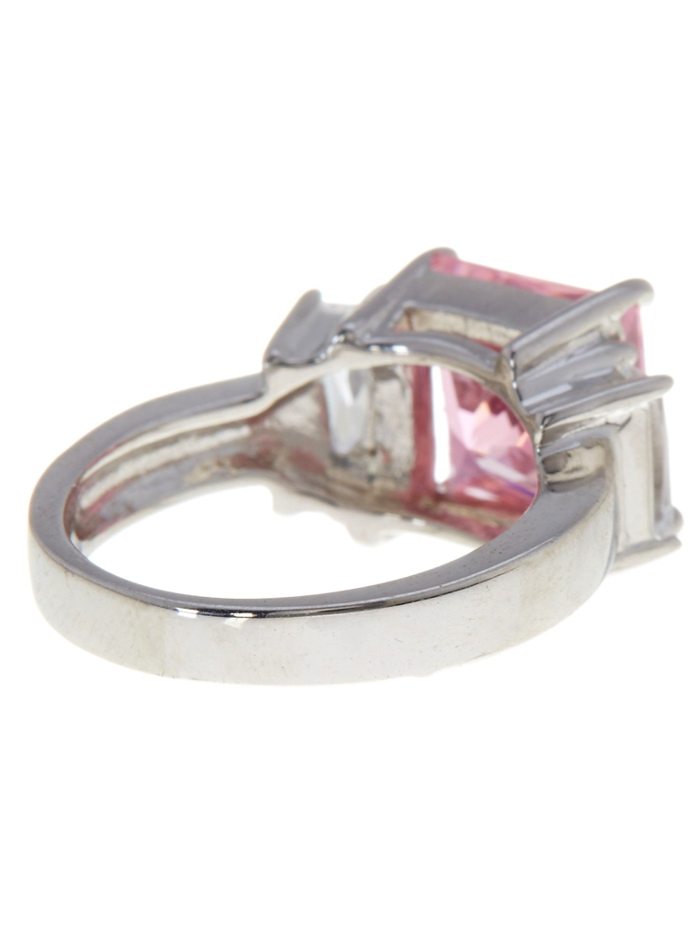 Vintage Sterling 925 Cocktail ring, Pink, Green top and Clear Stones