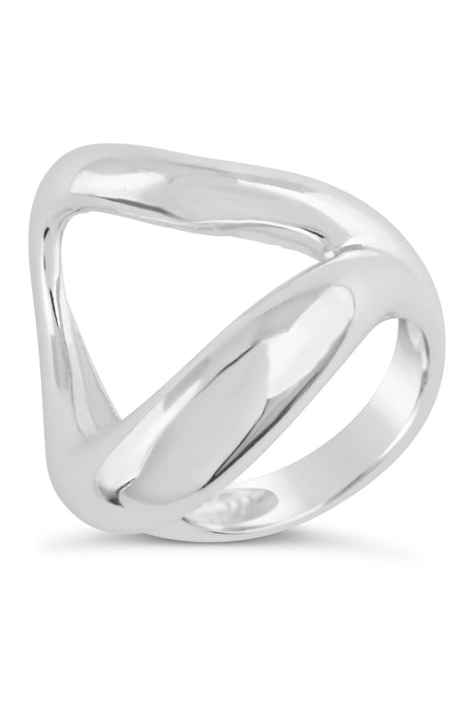 Sterling Forever Sterling Silver CZ Open Chain Link Ring - Grey - 9