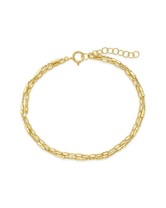 Sterling Silver Delicate 2 Layer Chain Bracelet – Sterling Forever