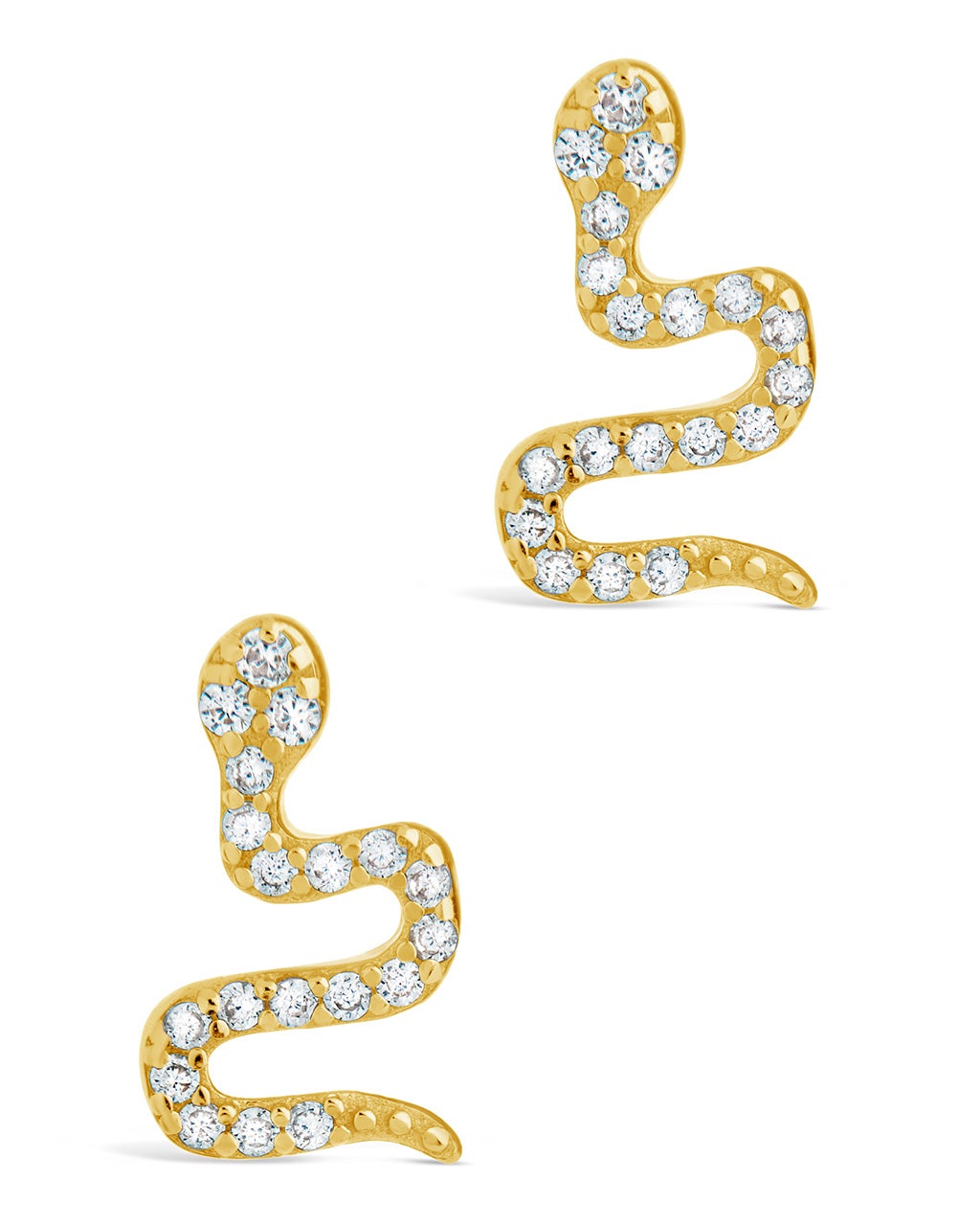Ranaut Clear CZ Gold Stud Earrings, Sterling Silver