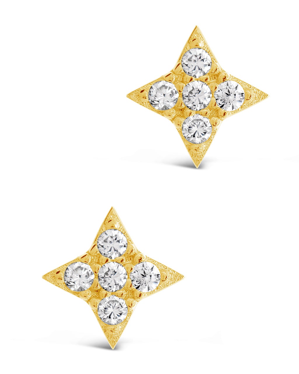 Sterling Silver Dainty Four Pointed Star Studs Earring Sterling Forever Gold 