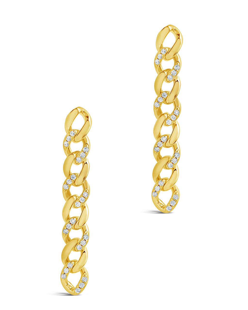 Diamond Stud with Drop Curb Chain Earrings
