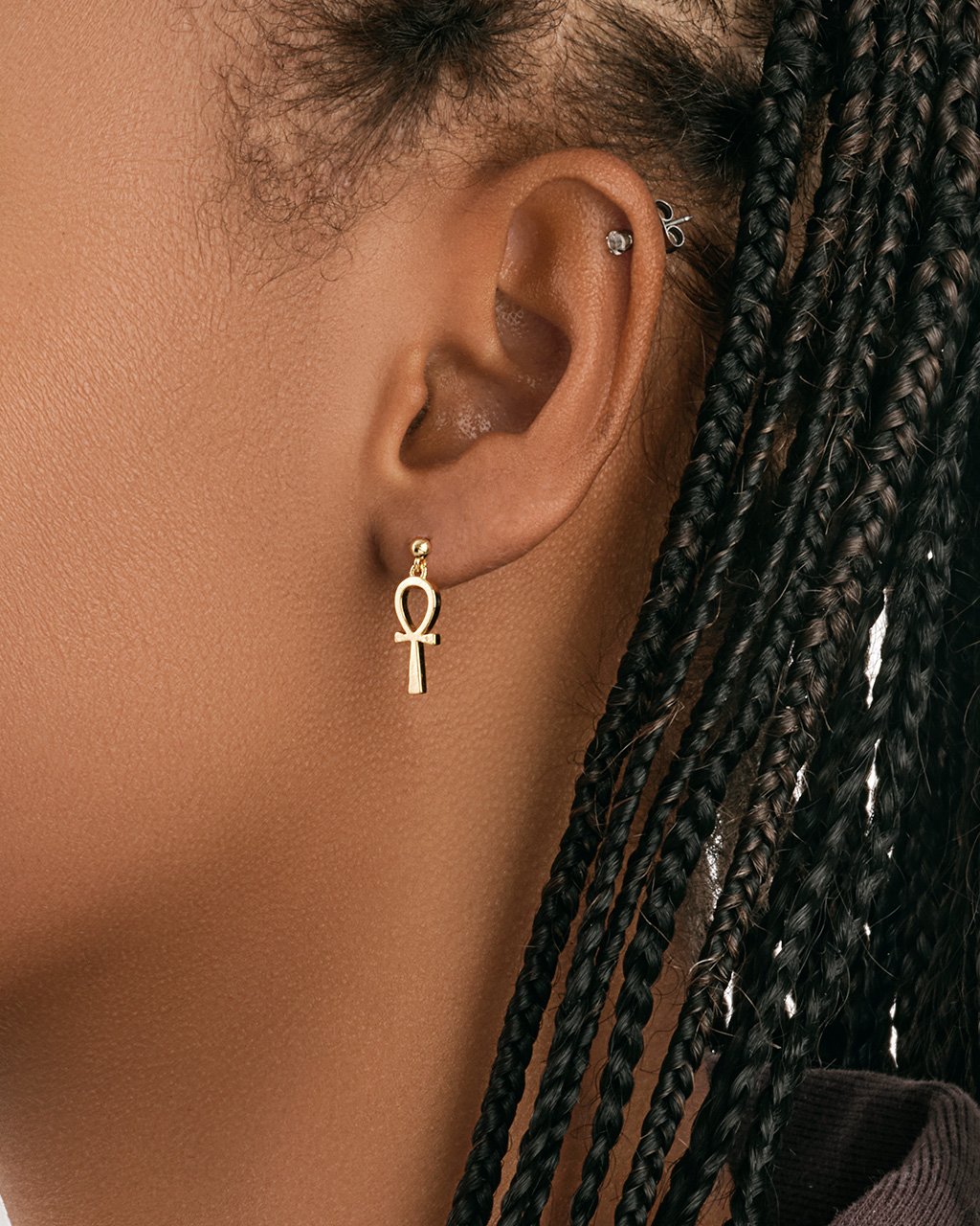 Ankh Stud Drop Earrings