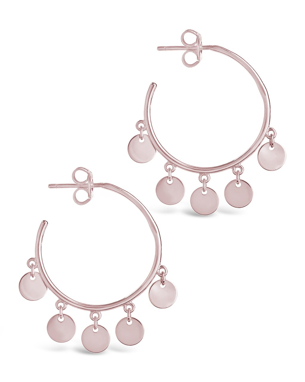 Sterling Silver Disk Charm Hoops