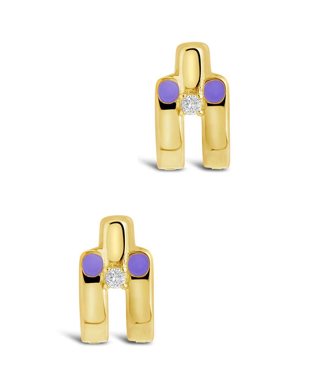 Zella CZ Enamel Huggie Hoop Earrings