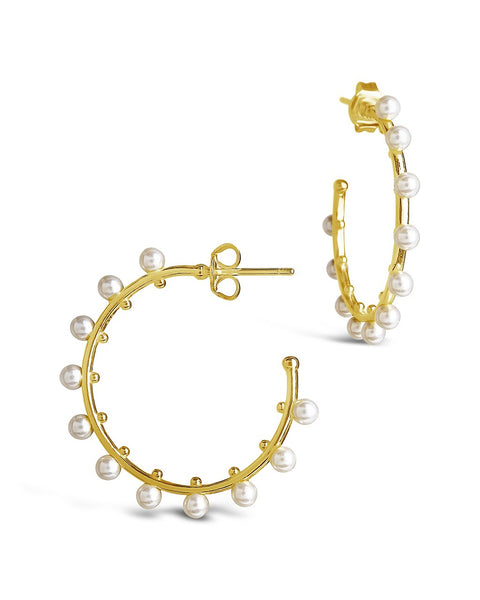 Sterling Forever Freshwater Pearl Drop Huggie Hoop Earrings