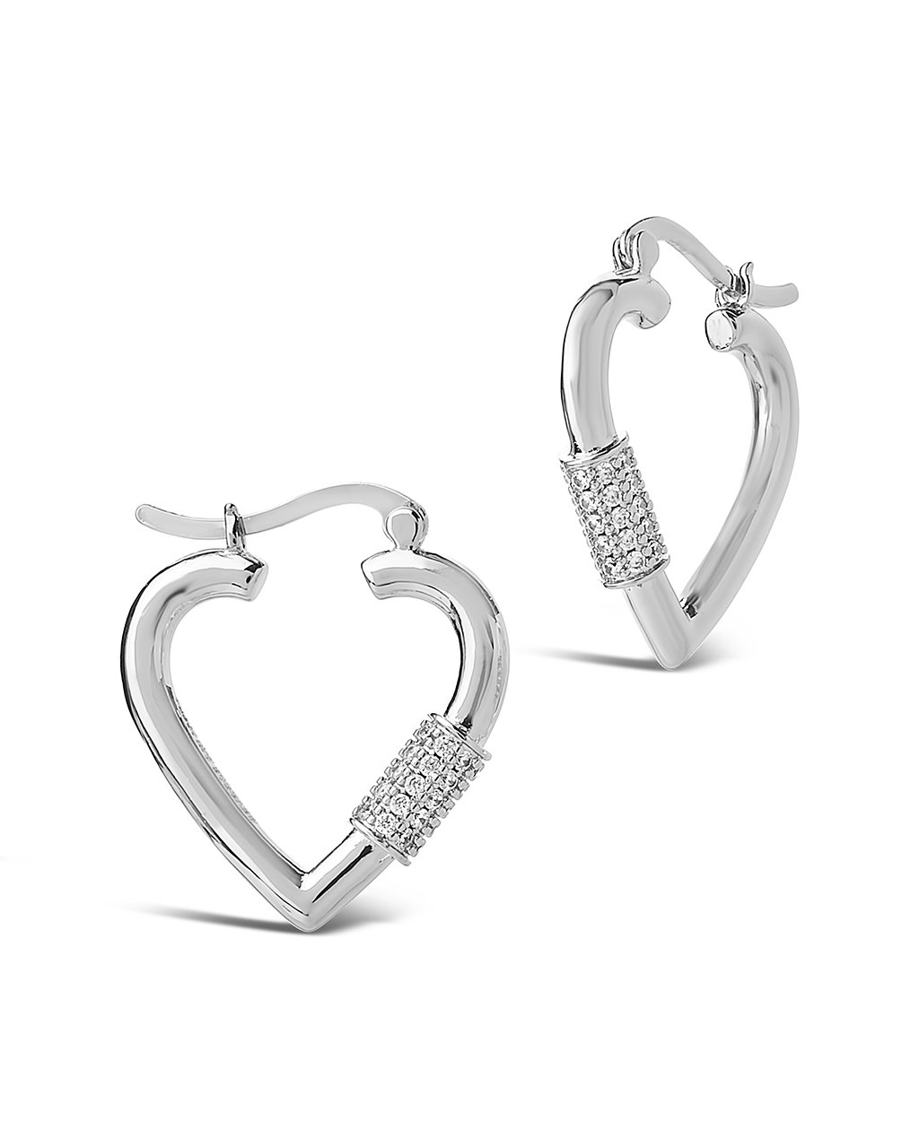 CZ Heart Carabiner Lock Hoops