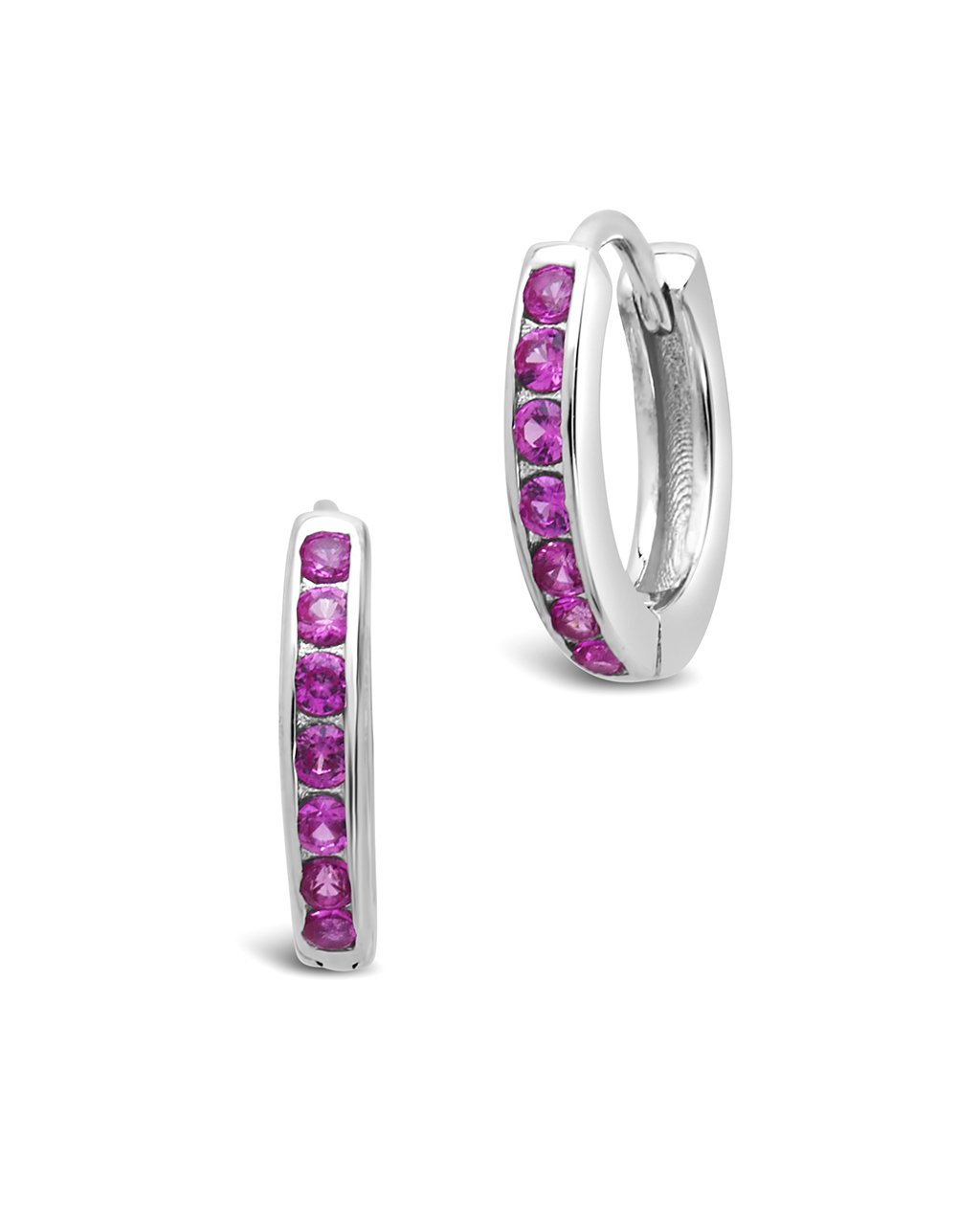 Sterling Silver Purple CZ Hoop offers Earrings