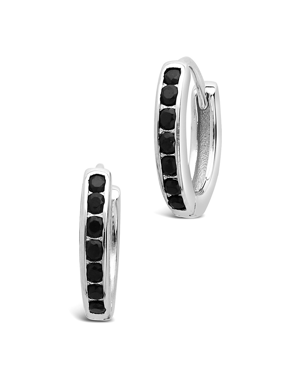 Black Diamond Stud 925 Sterling Silver Earrings for Men