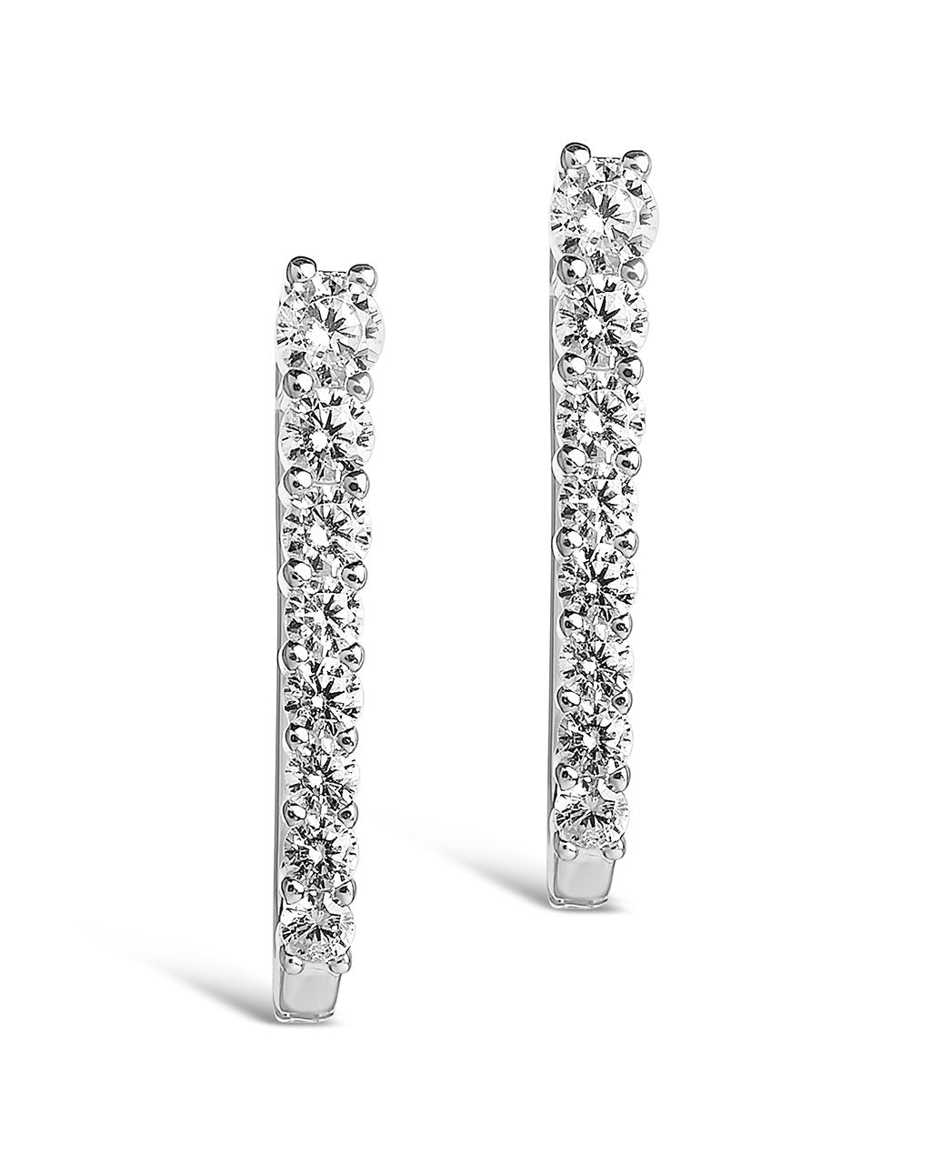 Sterling Silver Graduated CZ Hinged Hoops