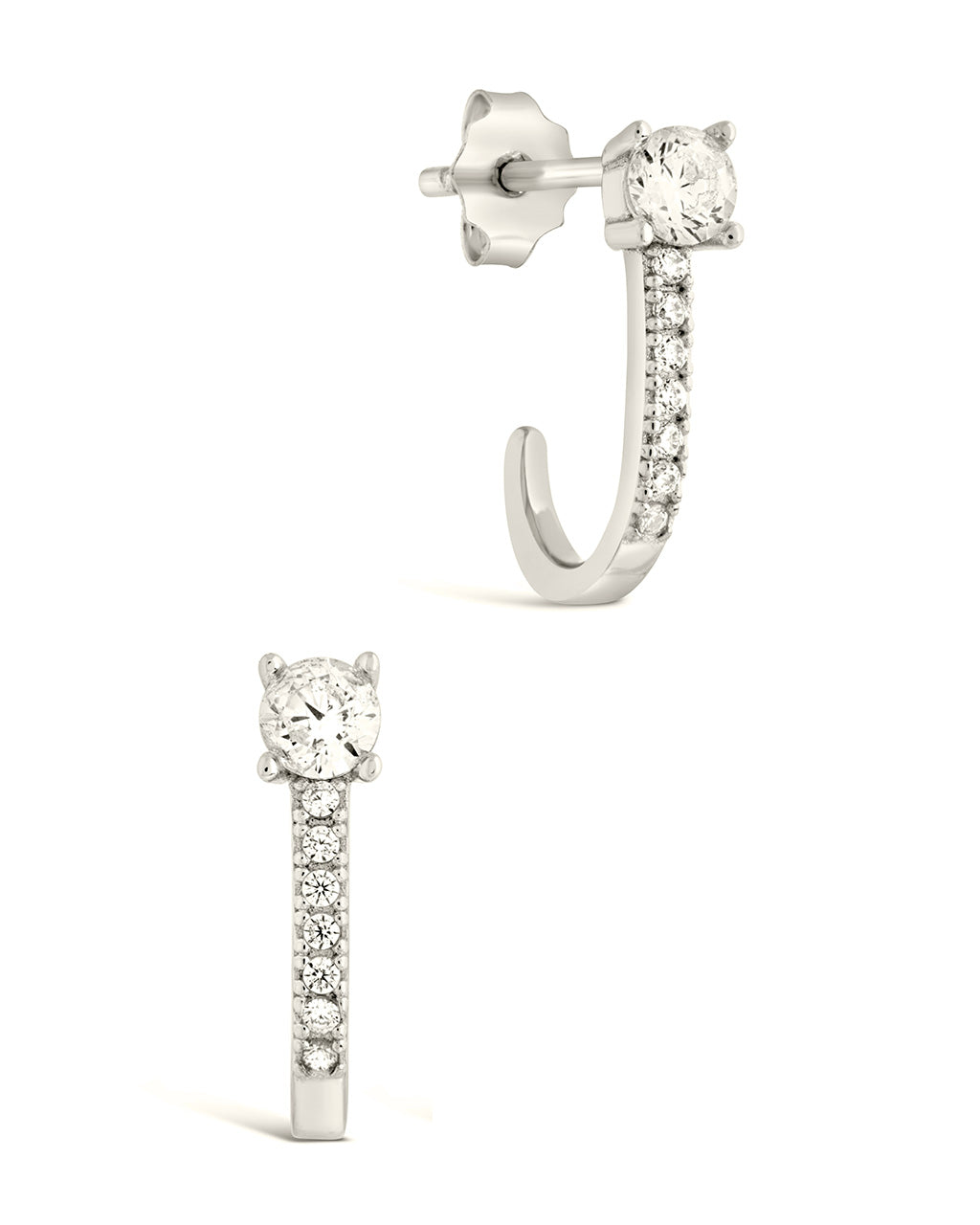 Sterling Silver CZ Suspender Studs Earring Sterling Forever Silver 