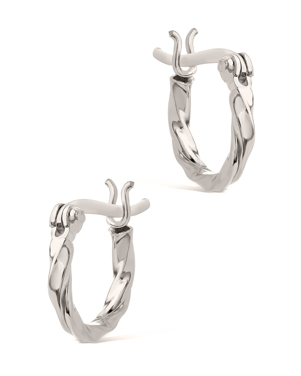 Small silver deals twisted hoop earrings