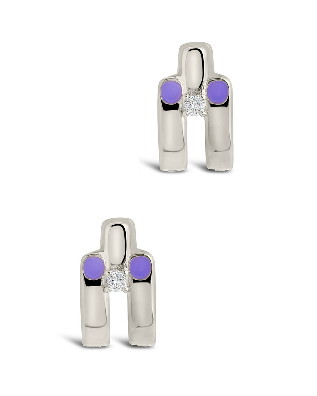 Zella CZ Enamel Huggie Hoop Earrings