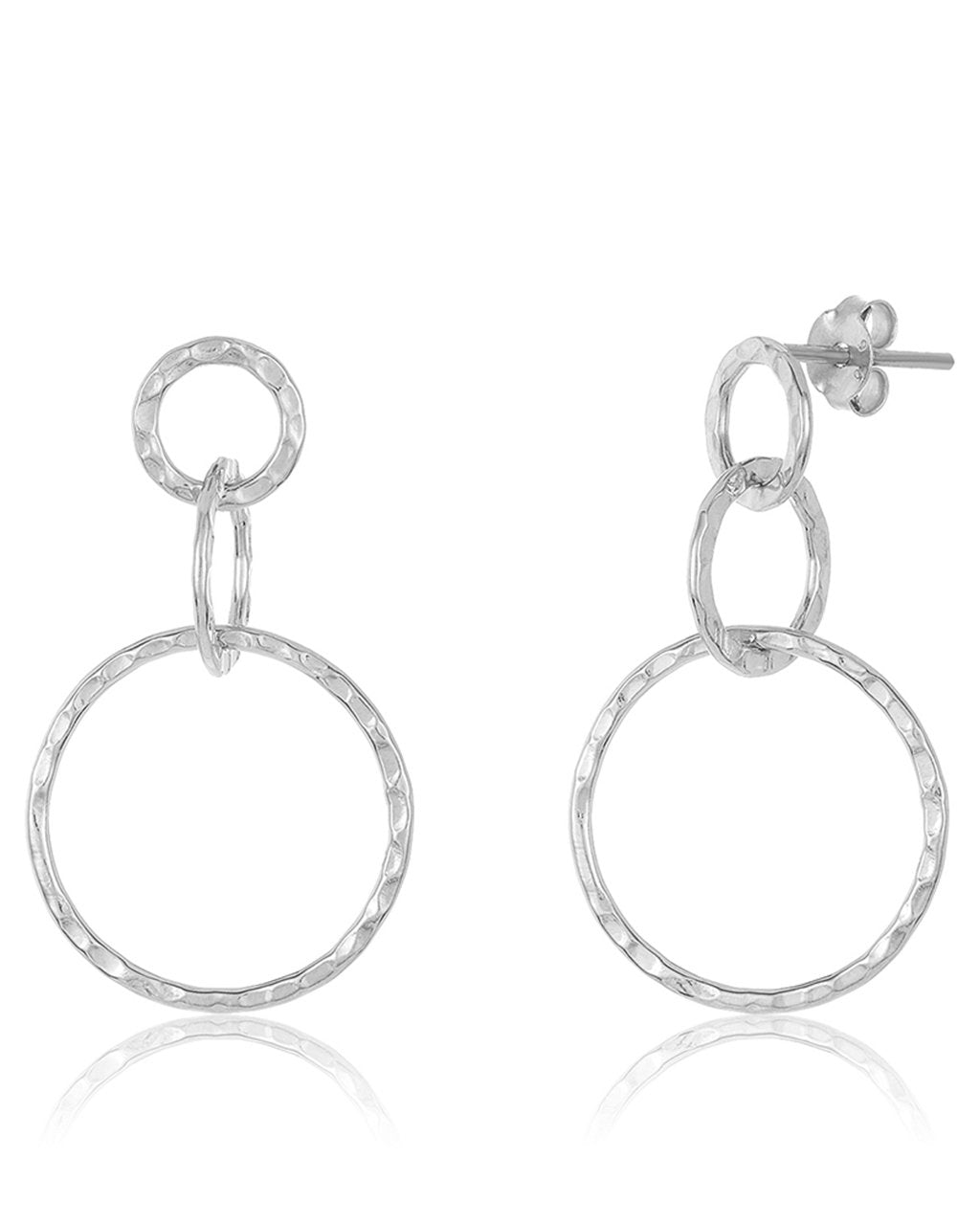 Sterling Silver Hammered Triple Drop Earrings