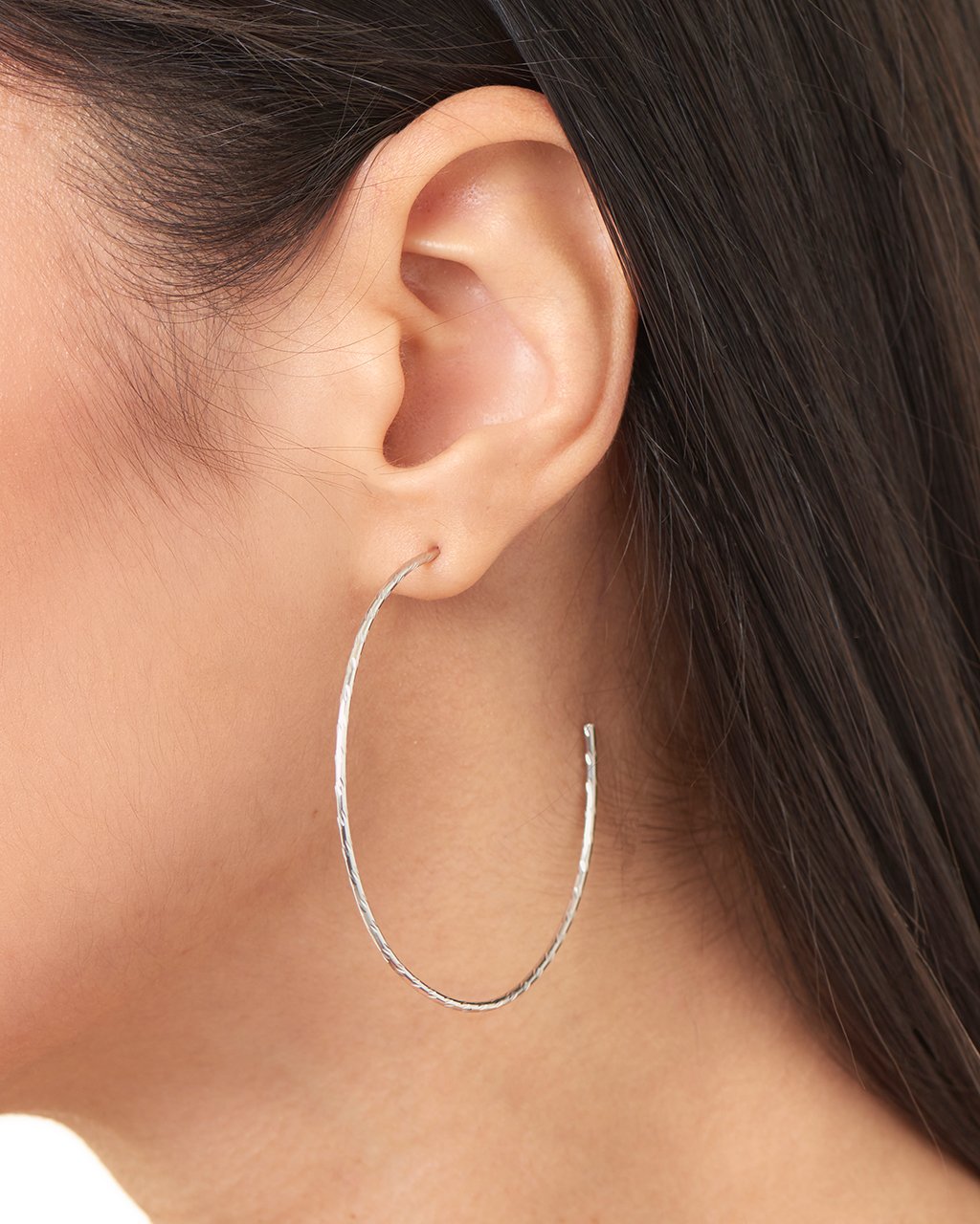 Sterling Silver Textured Hoops