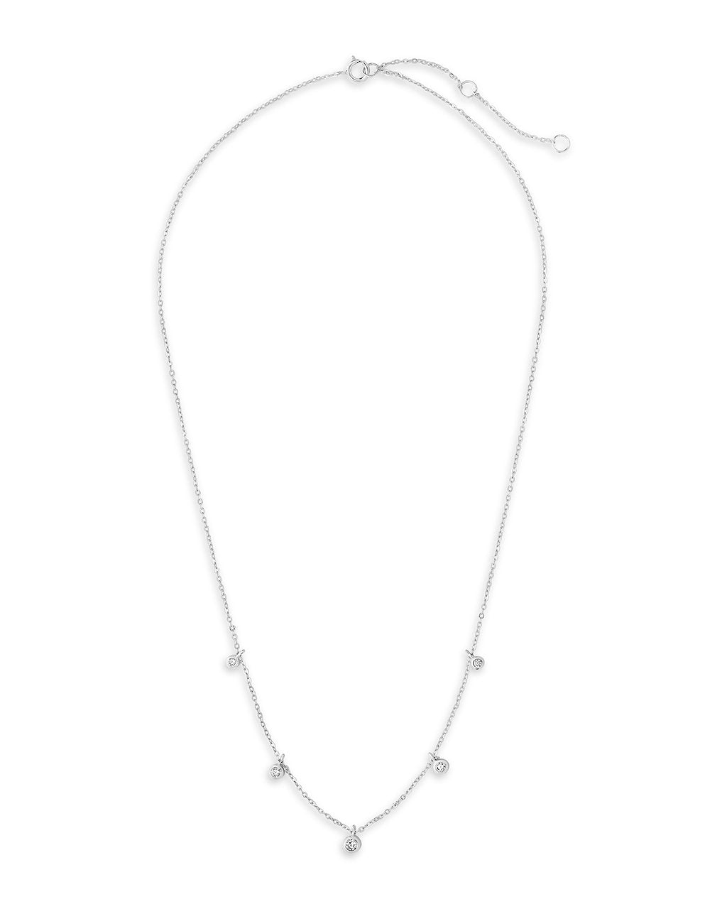 Sterling Silver CZ Dangling Bezel Necklace