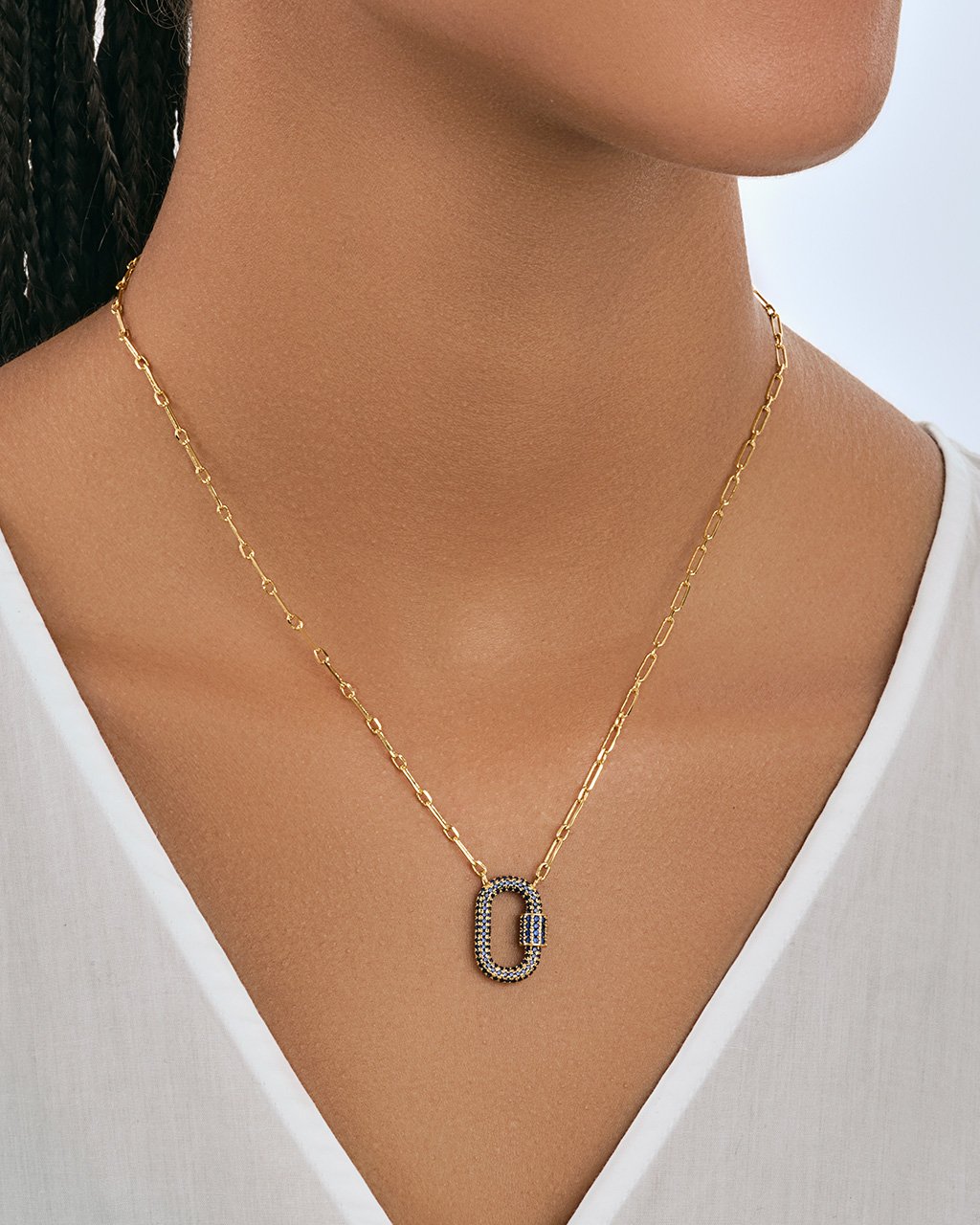 Engraved Initial Bike Lock Charm Necklace - Gold Vermeil