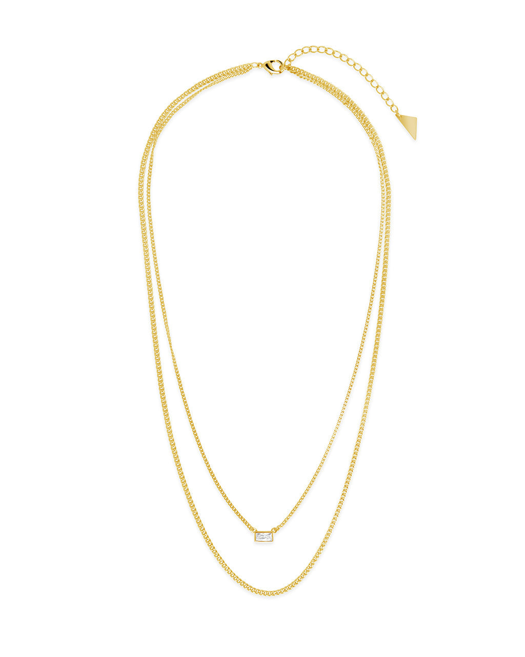 Layered Curb Chain Clasp Closure Necklace