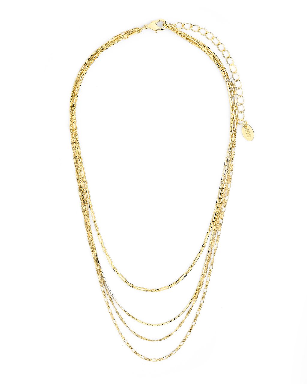 Sterling Forever Layered Beaded Chain Necklace - Gold