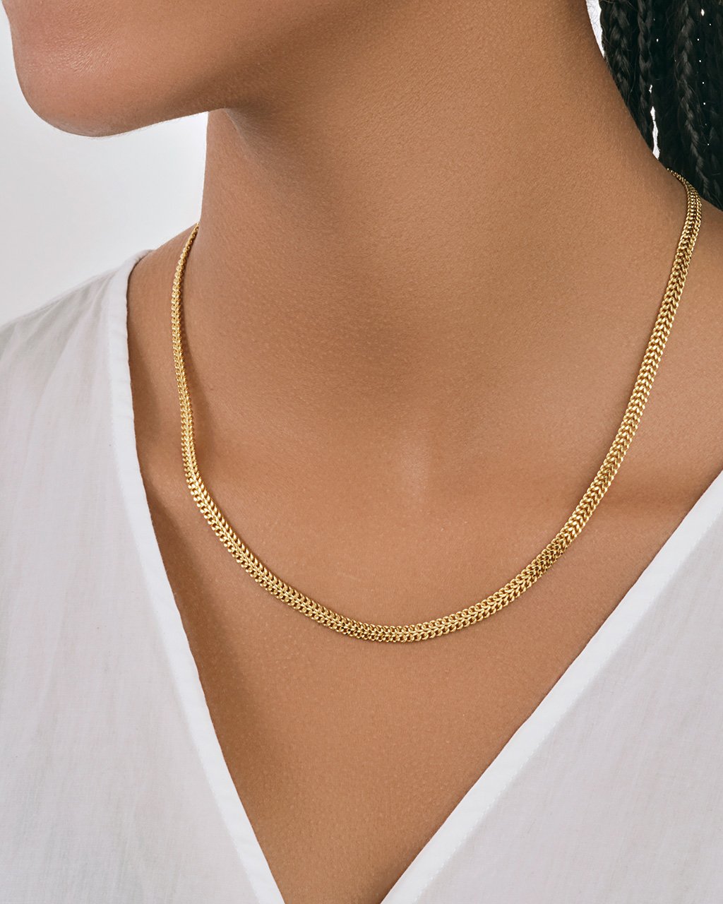 Marena Gold Herringbone Flat Chain Necklace 105.00 – Bonheur.
