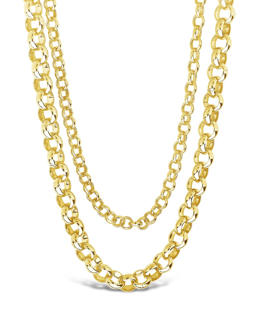 Bold Layered Rolo Chain Necklace Necklace Sterling Forever Gold 