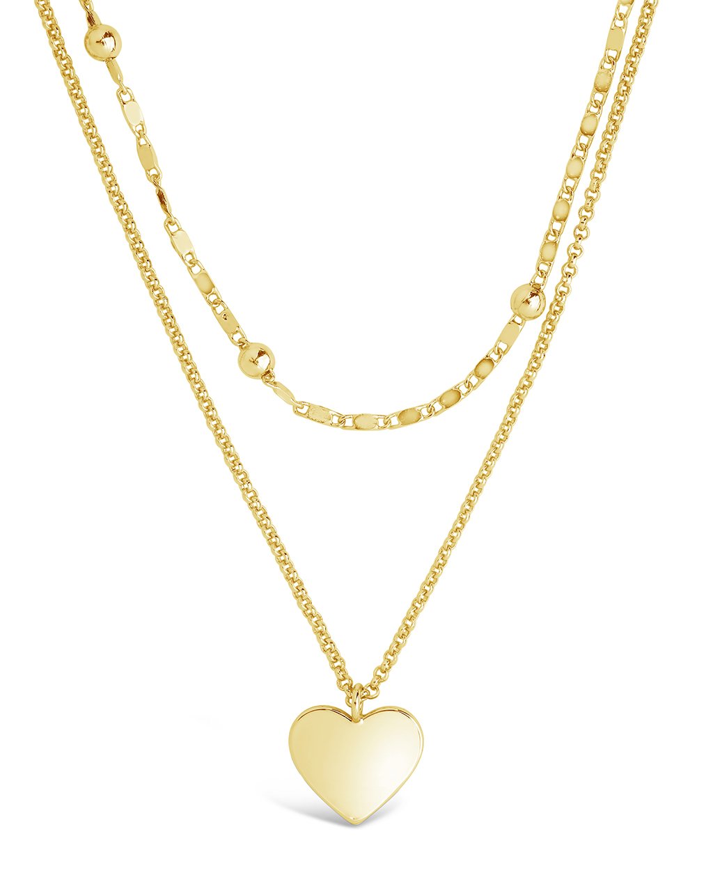 Beaded Chain & Heart Charm Layered Necklace Necklace Sterling Forever Gold 