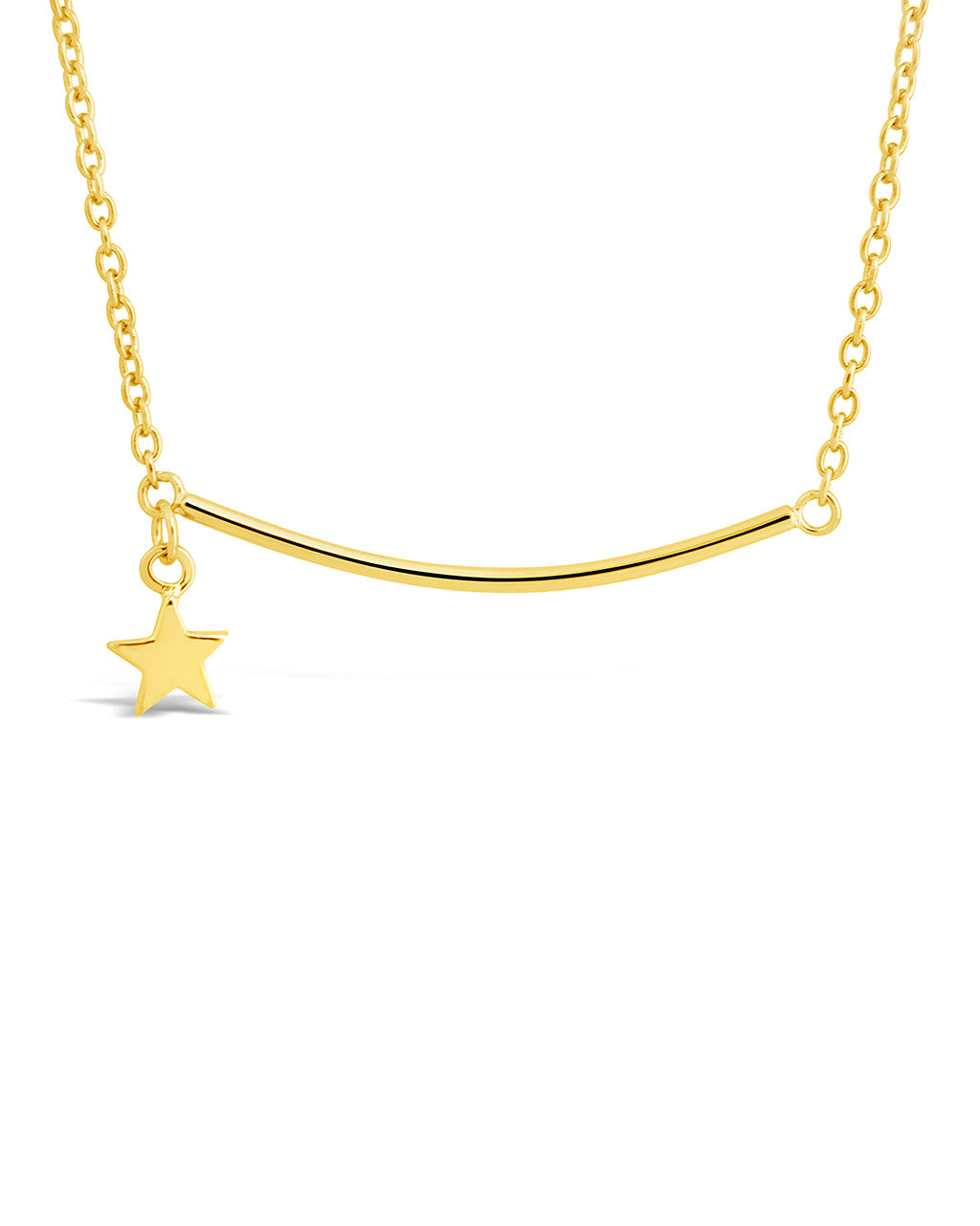 Sterling Silver Polished Bar & Star Drop Necklace – Sterling Forever