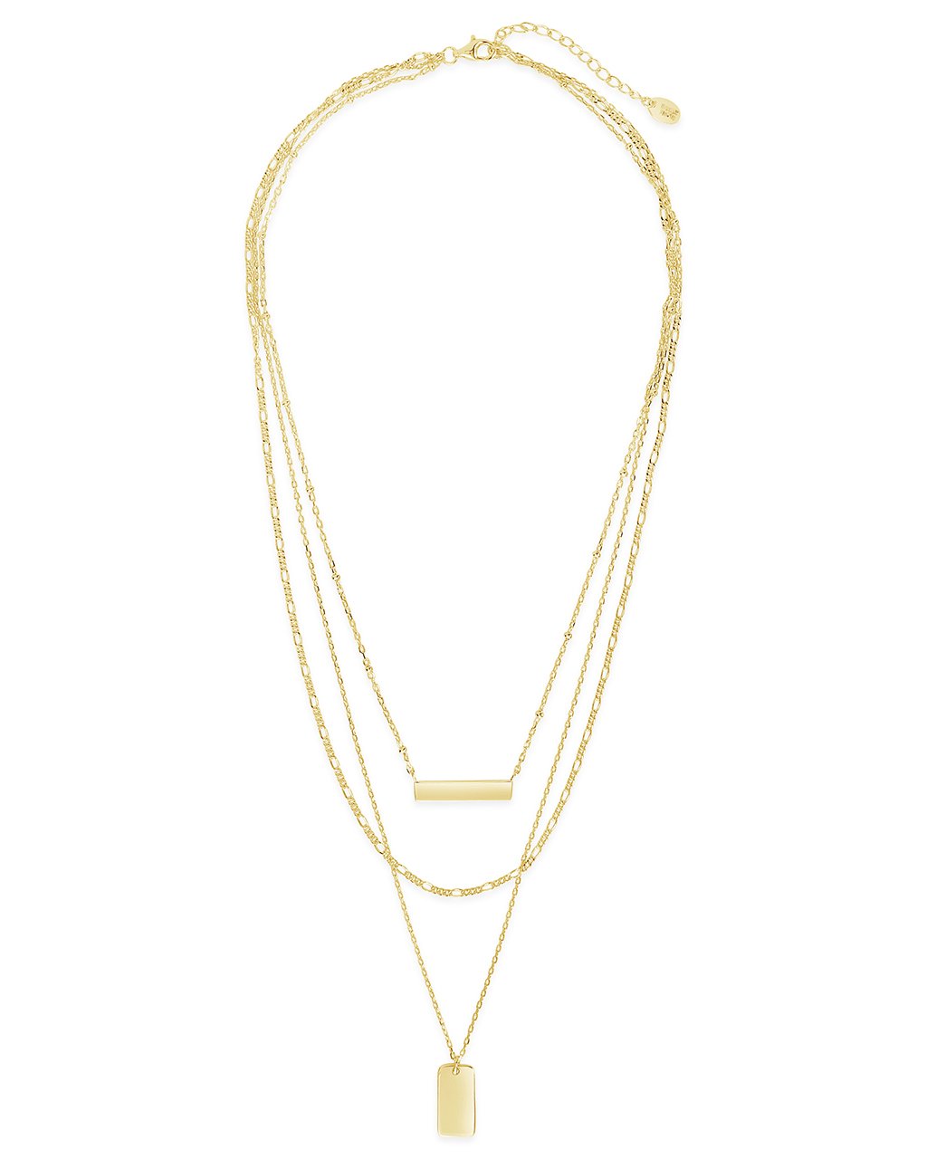 Sterling Forever Double Carabiner Layered Necklace - Gold