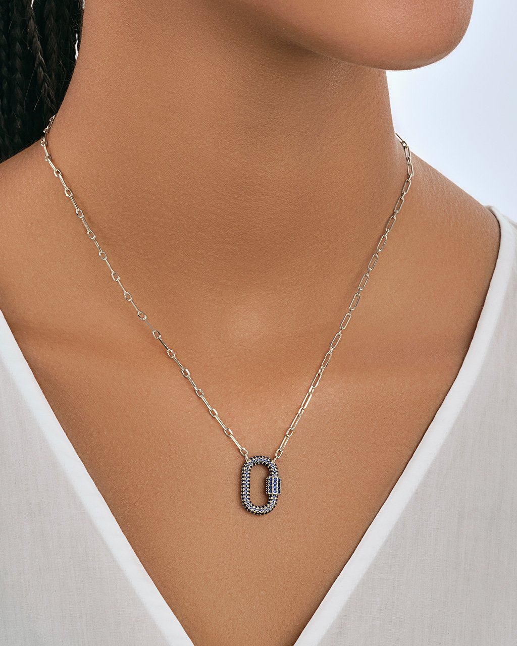 Silver Lock Pendant Chain Necklace