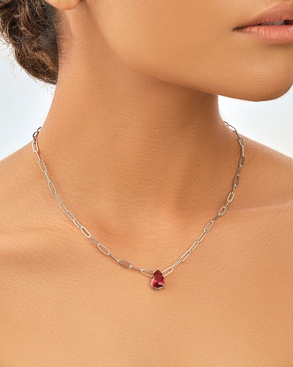 18K Teardrop Slider Necklace in Ruby – Page Sargisson