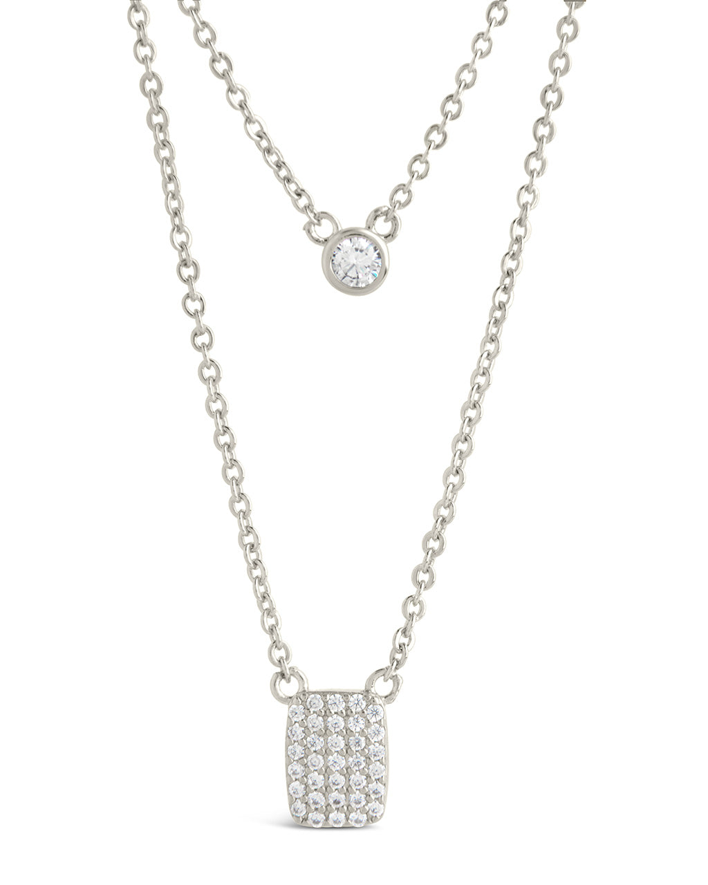 Bezel & CZ Tag Layered Necklace – Sterling Forever